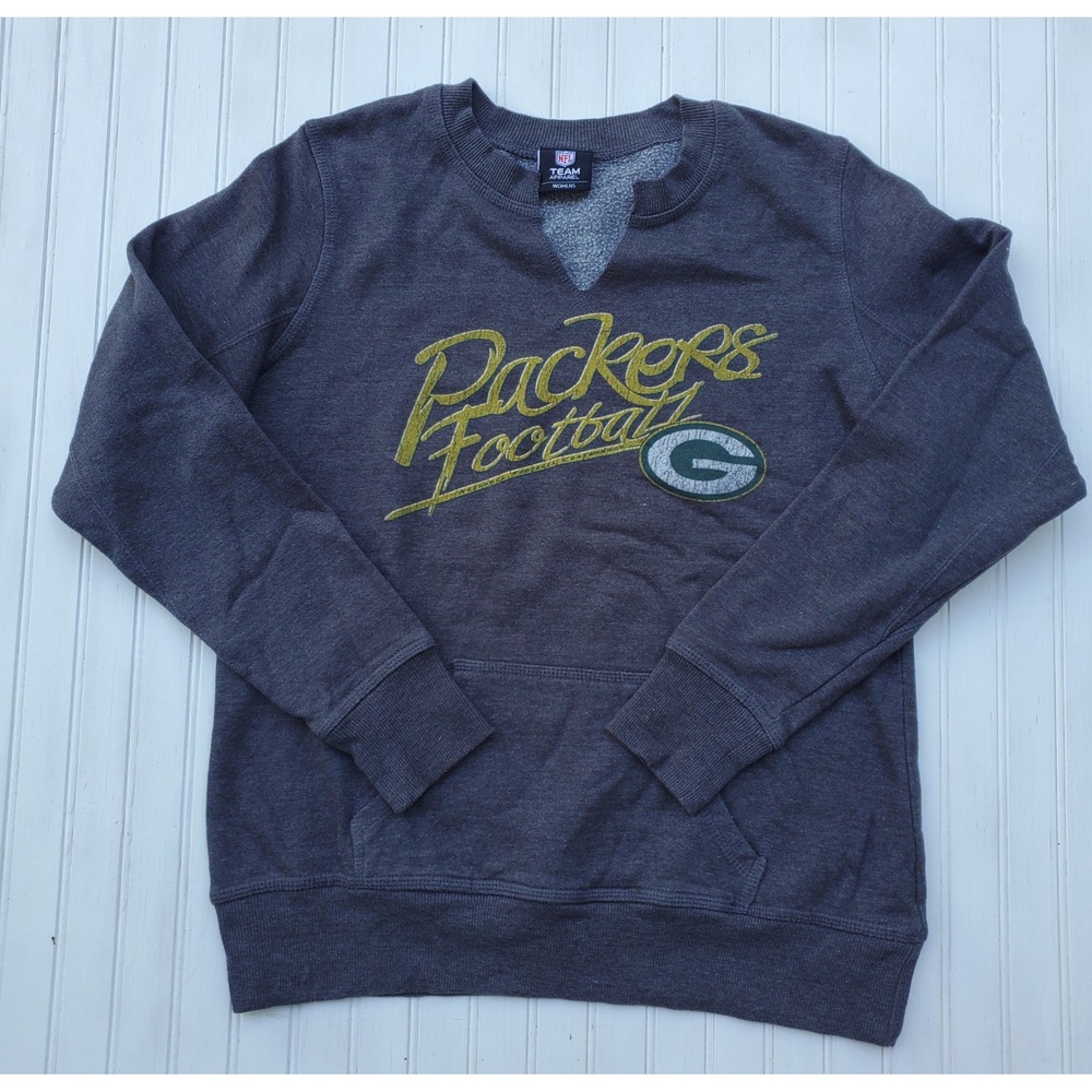 NFL Team Apparel Green Bay Packers Women Sweatshirt Gray Pullover Large Football